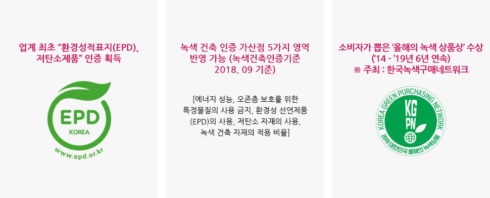LG하우시스PF보드페놀폼준불연고성능단열재업계최초호나경성적표지(EPD),저탄소제품인증획득,녹색건축인증가산점5가지영역반응가능(녹색건축인증기준)KGPN,소비자가뽑은올해의녹색상품상수항,한국녹색구매네트워크