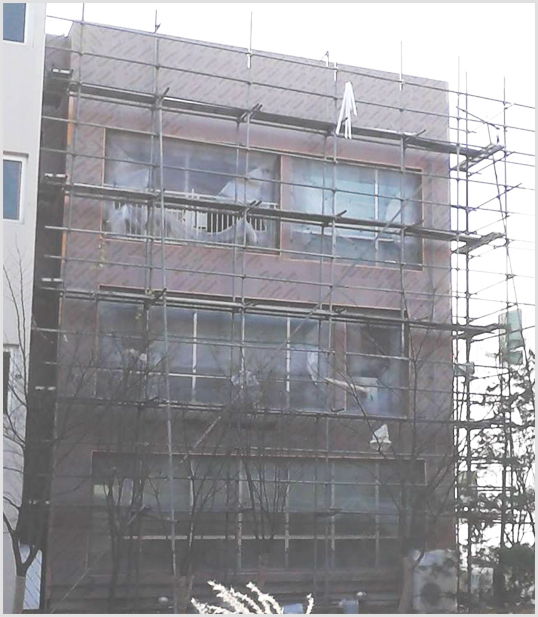 건물빌딩외벽외단열pf보드단열재 부착완료