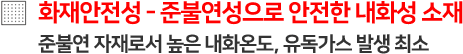 화재안전성-준불연으로안전한내화성소재,준불연자재로서높은내화온도,유독가스발생최소